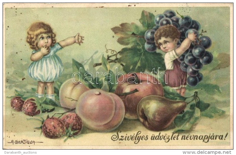 T2/T3 Nameday, Fruits; Italian Art Postcard CCM No. 2443 S: Bertiglia - Ohne Zuordnung