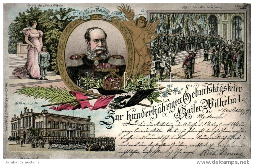 T2 1899 Zum Hundertjähriger Geburtstagfeier Kaiser Wilhelm I / Royal Birth Anniversary Postcard, Litho - Ohne Zuordnung