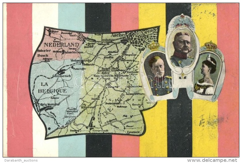 T2 Albert I Of Belgium, Wilhelmina Of The Netherlands, Hindenburg; Map - Ohne Zuordnung