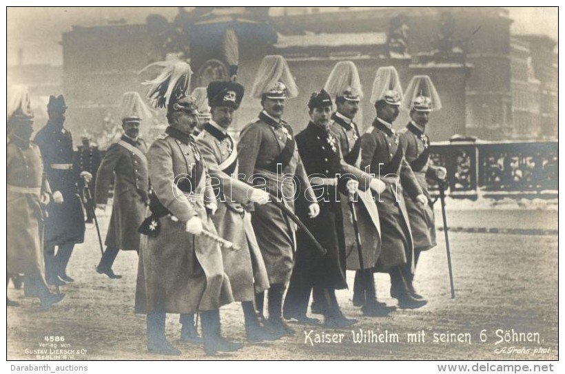 ** T1/T2 Kaiser Wilhelm Mit Seinen 6 Söhnen; A. Grohs Photo / Wilhelm II, Kronprinz Wilhelm - Ohne Zuordnung