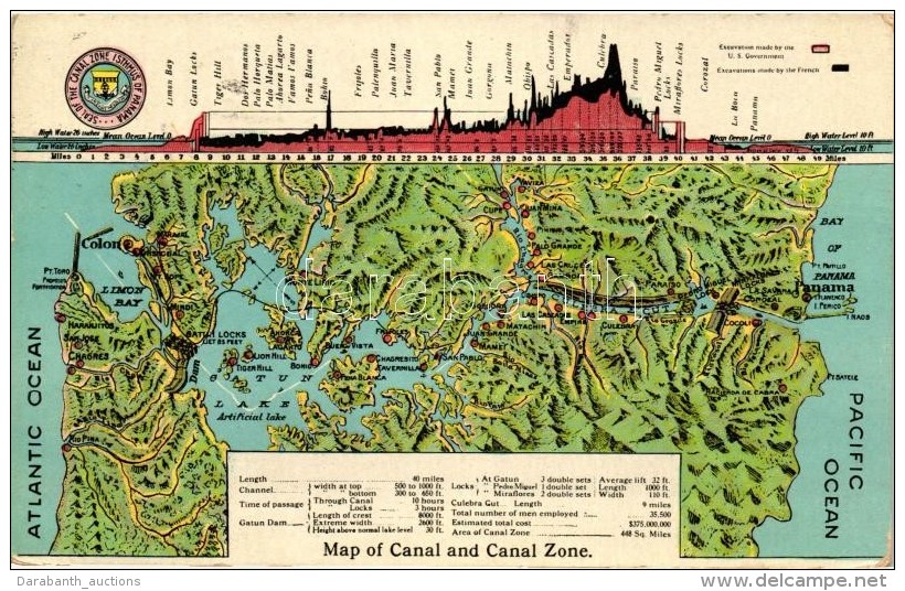 * T2/T3 Map Of Canal And Canal Zone, Panama (gluemark) - Ohne Zuordnung