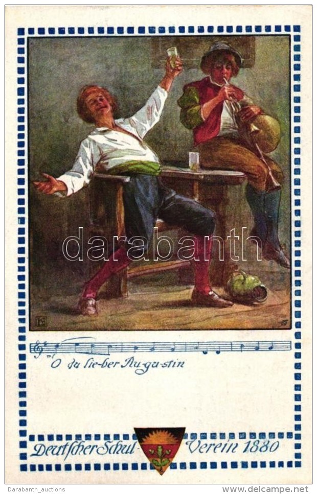 T2/T3 German Art Postcard, Beer, Music Sheet, Deutscher Schulverein Karte Nr. 377. (EK) - Ohne Zuordnung