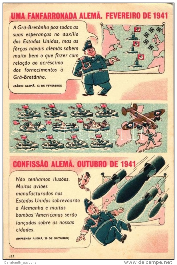 ** T2/T3 1941 Uma Fanfarronada Alema, Confissao Alema / Anti-German Propaganda, Cartoon Humour - Ohne Zuordnung