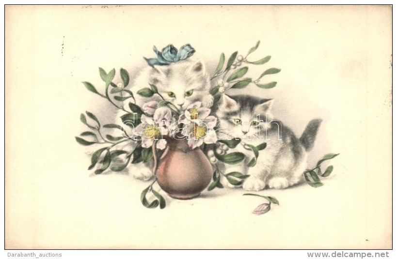 T2/T3 Cats With Flowers, M. Munk Vienne Nr. 784. (EK) - Ohne Zuordnung