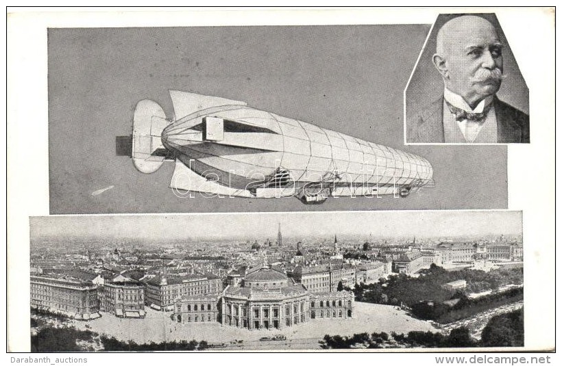 ** T2/T3 Graphic Picture Of An Airship Of Graf Zeppelin With The View Of Wien (EK) - Ohne Zuordnung