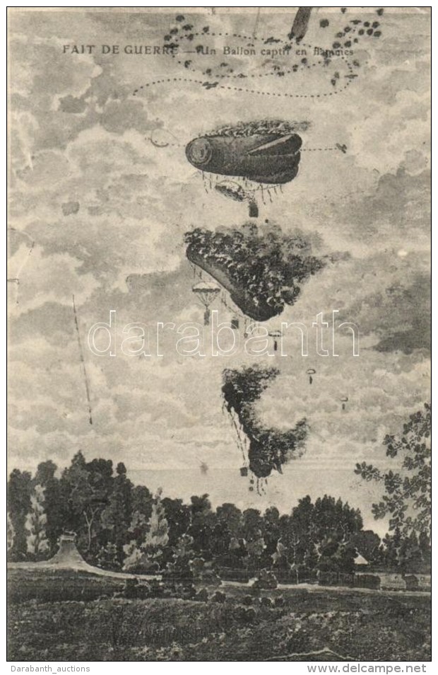 * T2/T3 'Fait De Guerre - Un Ballon Captif En Flammes' / Captured Airship In Flames (EK) - Ohne Zuordnung