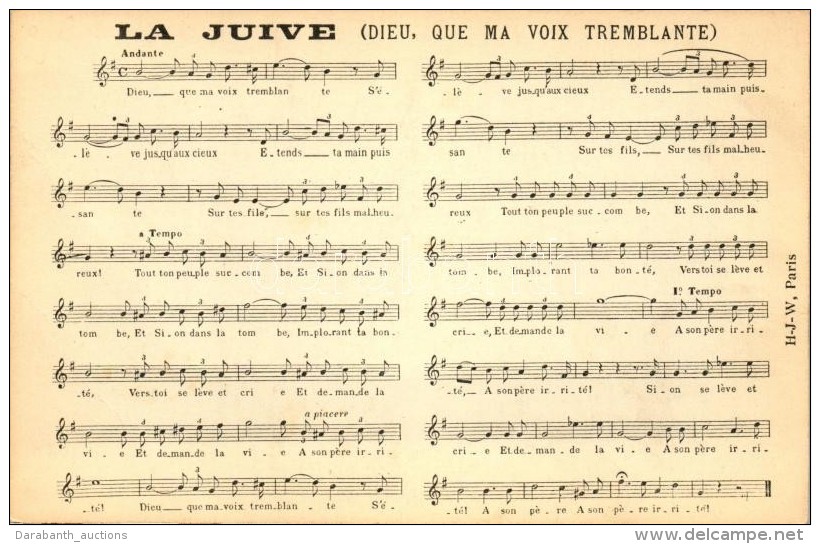 ** T2 La Juive (Dieu, Que Ma Voix Tremblante) / Opera Sheet Music, Judaica - Ohne Zuordnung