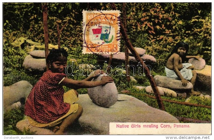 * T1/T2 Native Girls Mealing Corn, Panama; Folklore - Ohne Zuordnung