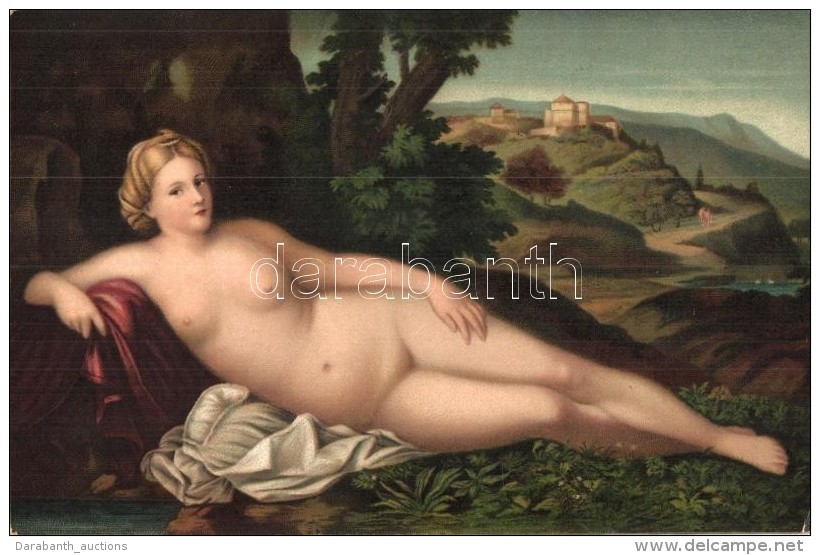 ** T2/T3 'Ruhende Venus' / Nude Lady, Erotic Art Postcard, Stengel &amp; Co. No. 29716 Litho S: Palma Vecchio (EK) - Ohne Zuordnung