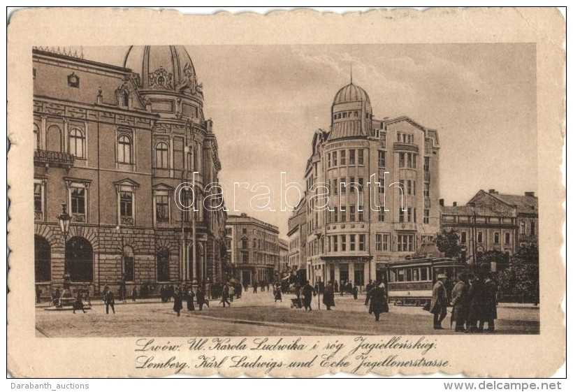 T3 Lviv, Lwów, Lemberg; Ul. Karola Ludwika I Róg Jagiellonskieg / Streets, Tram (small Tear) - Unclassified
