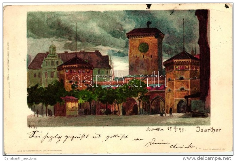 T2 1898 München, Isarthor, Velten's Künstlerpostkarte No. 85. Litho S: Kley - Ohne Zuordnung