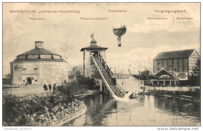 ** T2 1907 Mannheim, Jubiläums-Ausstellung, Vergnügungspark; Wasserrutschbahn / Anniversary Exposition - Ohne Zuordnung