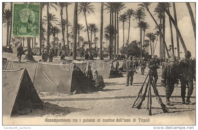 * T2 Tripoli (Italiana) Accampamento Tra I Palmizi Al Confine Dell'oasi / Camp Of Italian Colonial Troops - Unclassified