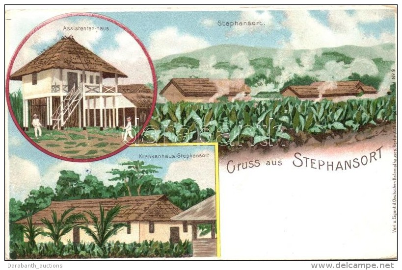 ** T2/T3 Stephansort, Krankenhaus, Assistenten-Haus / Hospital, German Colonial Postcard, Litho - Ohne Zuordnung