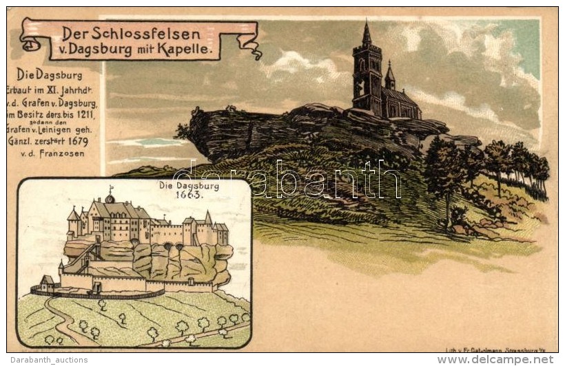 ** T2 Dagsbourg, Dagsburg; Schlossfelsen Mit Kapelle / Castle Ruins, Chapel, Litho - Ohne Zuordnung