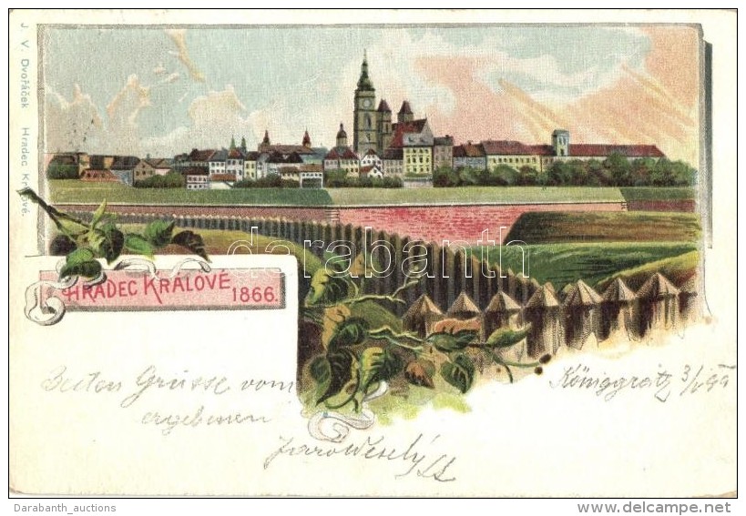 T2/T3 1899 Hradec Králové, General View, Floral Litho (EK) - Ohne Zuordnung