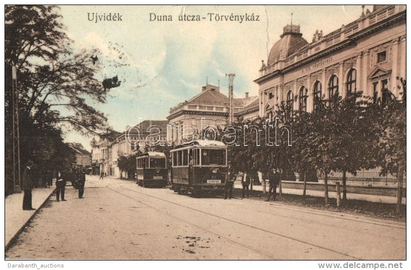 T4 Újvidék, Novi Sad; Duna Utca, Törvényház, Villamosok / Street, Court House,... - Ohne Zuordnung