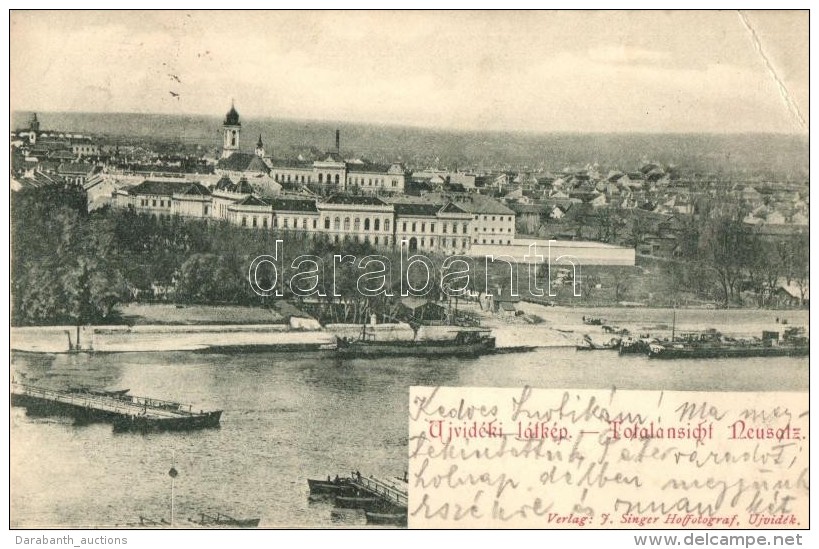 T3 Újvidék, Novi Sad; Látkép A Hajóhíddal / Panorama View With Pontoon... - Ohne Zuordnung