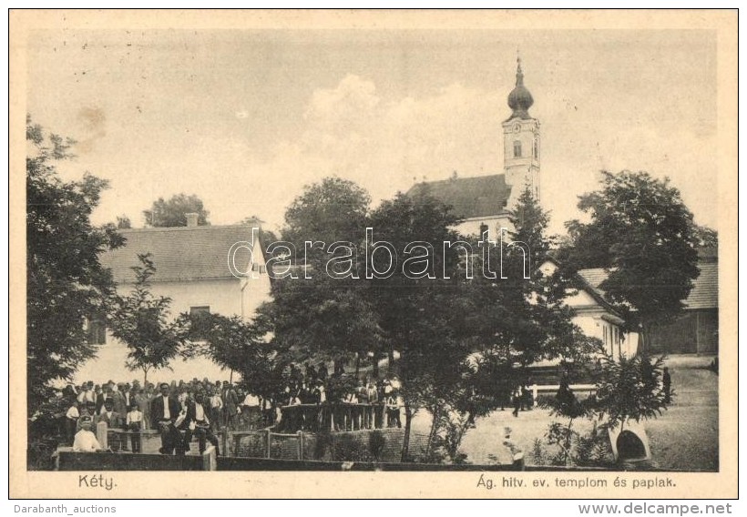 T2 Érsekkéty, Kéty, Ket; Evangélikus Templom, Paplak / Church, Rectory - Ohne Zuordnung