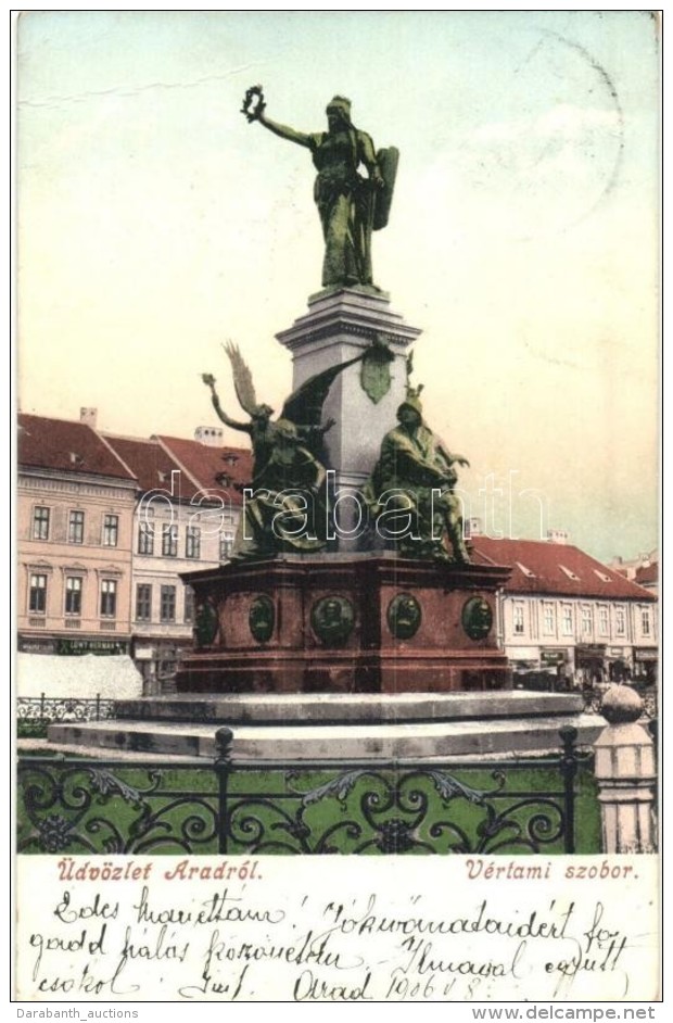 T2/T3 Arad, Vértanú Szobor, LÅ‘wy Hermann üzlete / Martyrs's Statue, Shop (EB) - Unclassified
