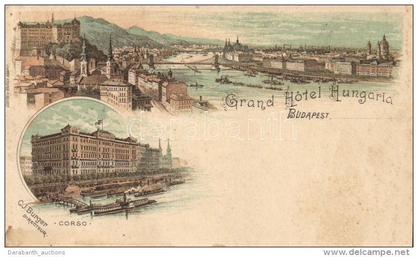 ** T2/T3 Budapest, Grand Hotel Hungaria, Corso, Litho (fl) - Ohne Zuordnung