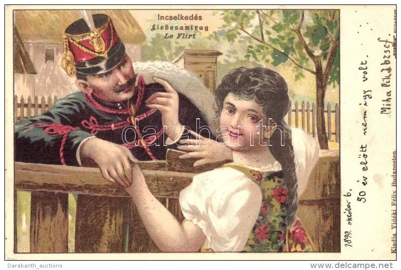 2 Db 1899-ben Postázott Motívumos Litho Képeslap; Macskák, Katona / 2 Motive Postcards,... - Ohne Zuordnung