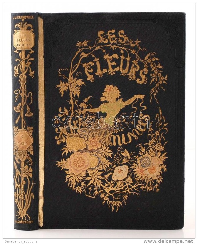 Grandville, J.J.: Les Fleurs Animees. I. Paris, 1847. Gonet. 28 Színezett Acélmetszettel. Aranyozott... - Ohne Zuordnung