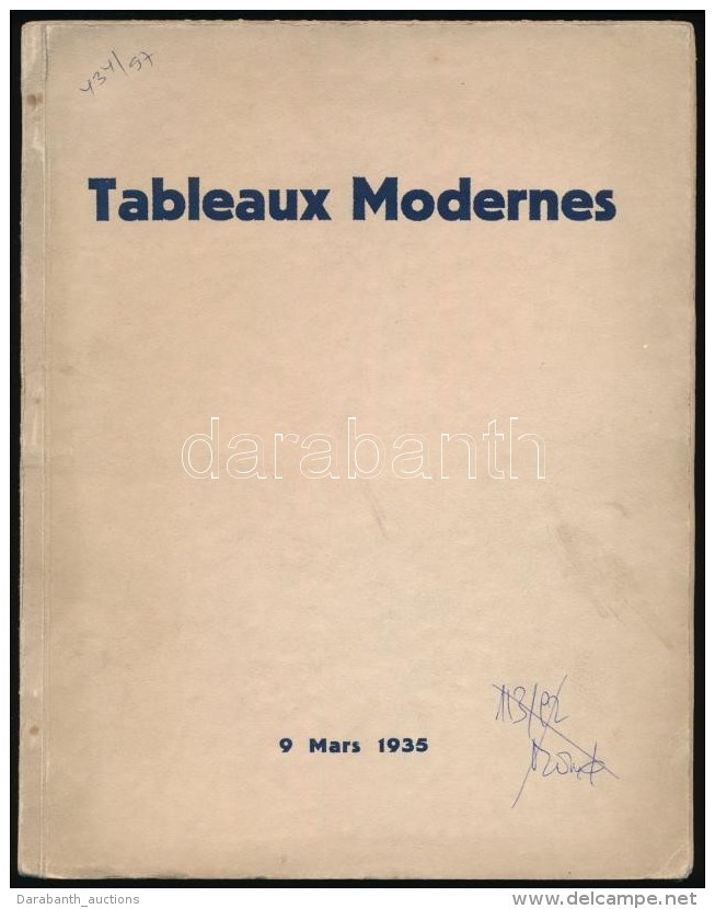 1935-1938 Tableaux Modernes, Francia NyelvÅ± MÅ±vészeti Katalógusok, 2 Db: 
1935 Catalogue Des... - Sonstige & Ohne Zuordnung