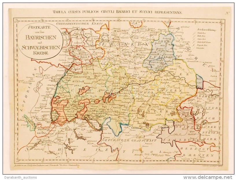 1799 Franz Müller: Postkarte Von Den Bayrischen Und Schwaebischen Kreise (Tabula Cursus Circuli Bavarici Et... - Sonstige & Ohne Zuordnung