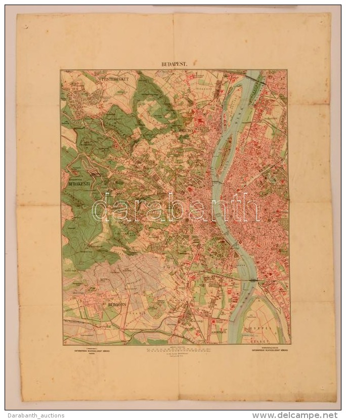 Cca 1920-1930 Budapest, 1:25000, Magyar Királyi Állami Térképészet, 80&times;65... - Sonstige & Ohne Zuordnung