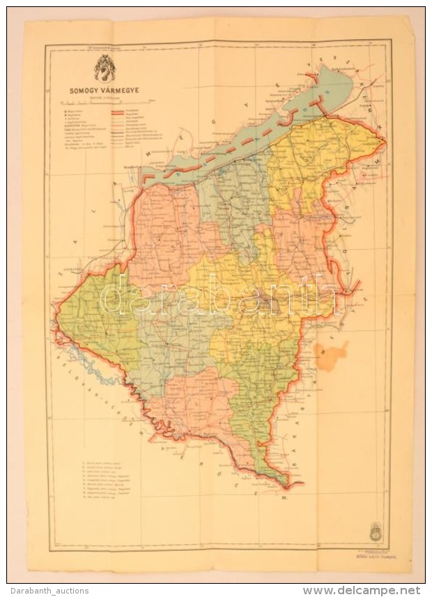 Cca 1930 Magyar Földrajzi Intézet Somogy Vármegye és A Balaton Térképe.... - Sonstige & Ohne Zuordnung