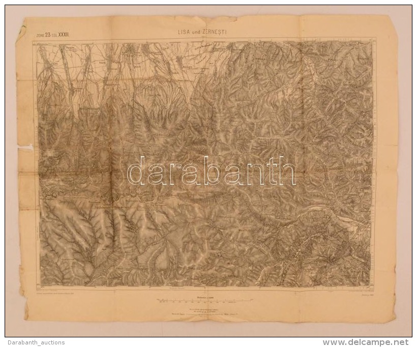 Cca 1905 Románia, Lisa és Zernesti Környéke  Katonai Térkép 40x56 Cm /... - Sonstige & Ohne Zuordnung