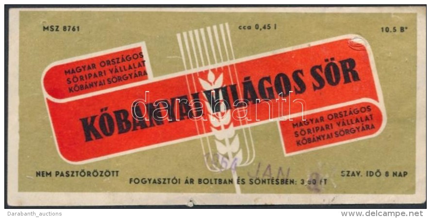 1910 KÅ‘bányai Világos Sör, Sörcímke, Postán Megküldve! - Advertising