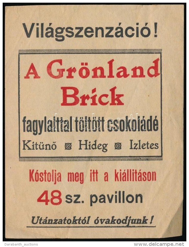 'A Grönland Brick' Fagylalttal Töltött Csokoládé, Szórólap - Werbung