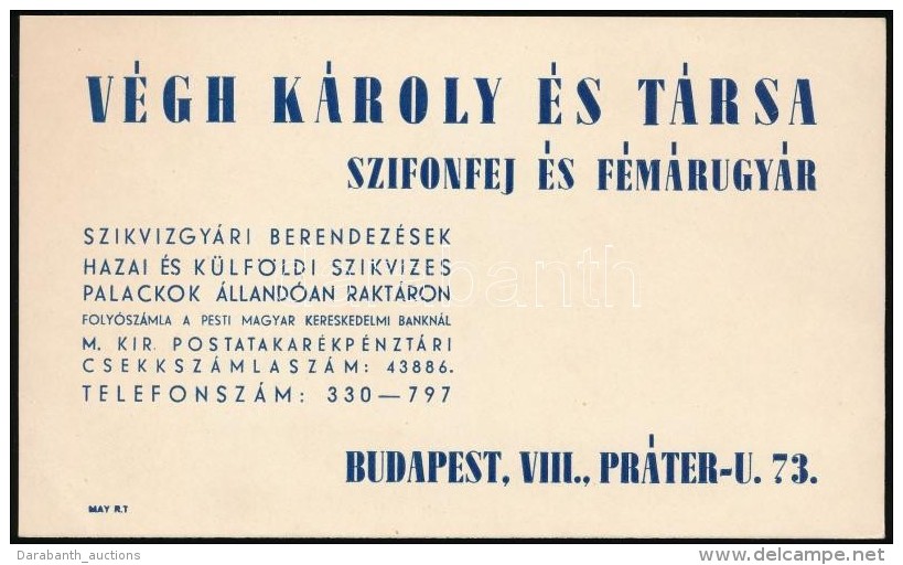 Végh Károly és Társa Szifonfej és Fémárugyár... - Advertising