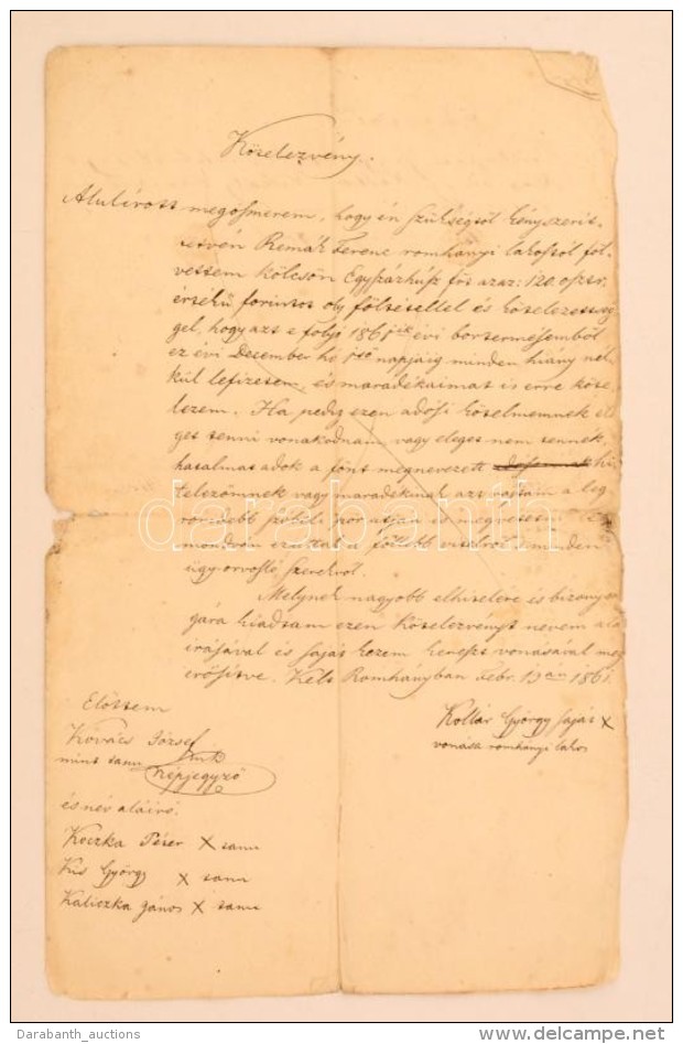 1861 Kötelezvény Kölcsön Visszafizetésére, Romhány, A Hajtások... - Ohne Zuordnung