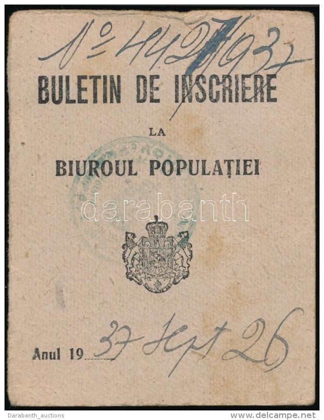 1937 Román Személyi Igazolvány / Romanian ID - Ohne Zuordnung