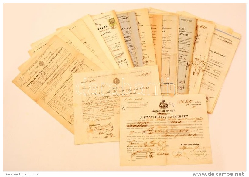 Cca 1860-1870 A Pesti Biztosító Intézet 27 Db Biztosítási Kötvénye... - Ohne Zuordnung