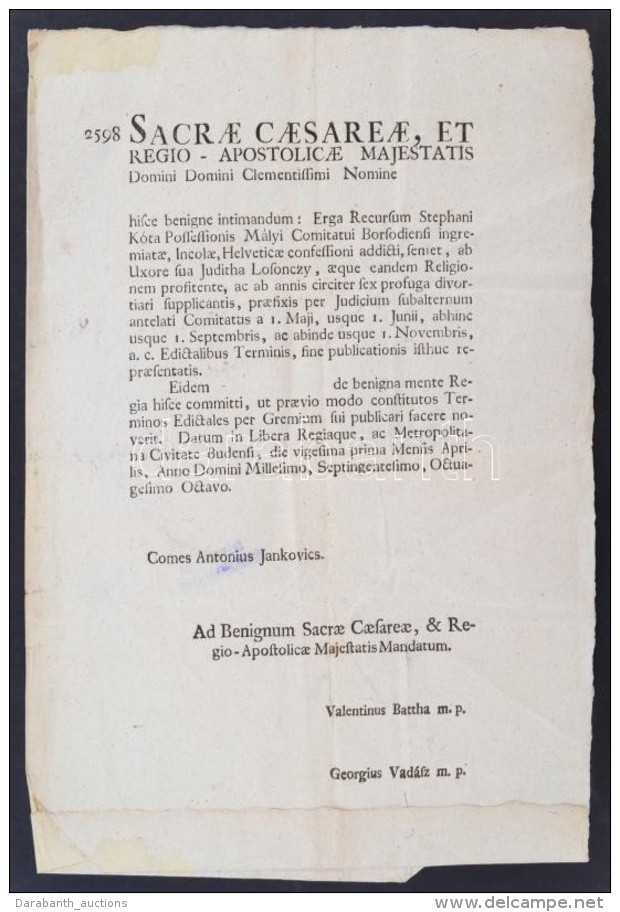 1788 Daruvári Jankovich Antal Gróf (1728-1789), A Hétszemélyes Tábla... - Unclassified