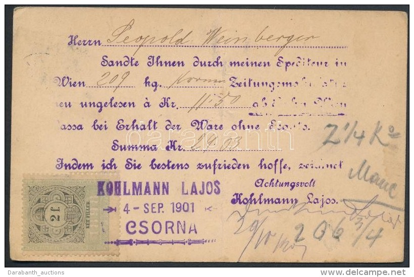 1901 LevelezÅ‘lap - Számla 2f Okmánybélyeggel - Unclassified