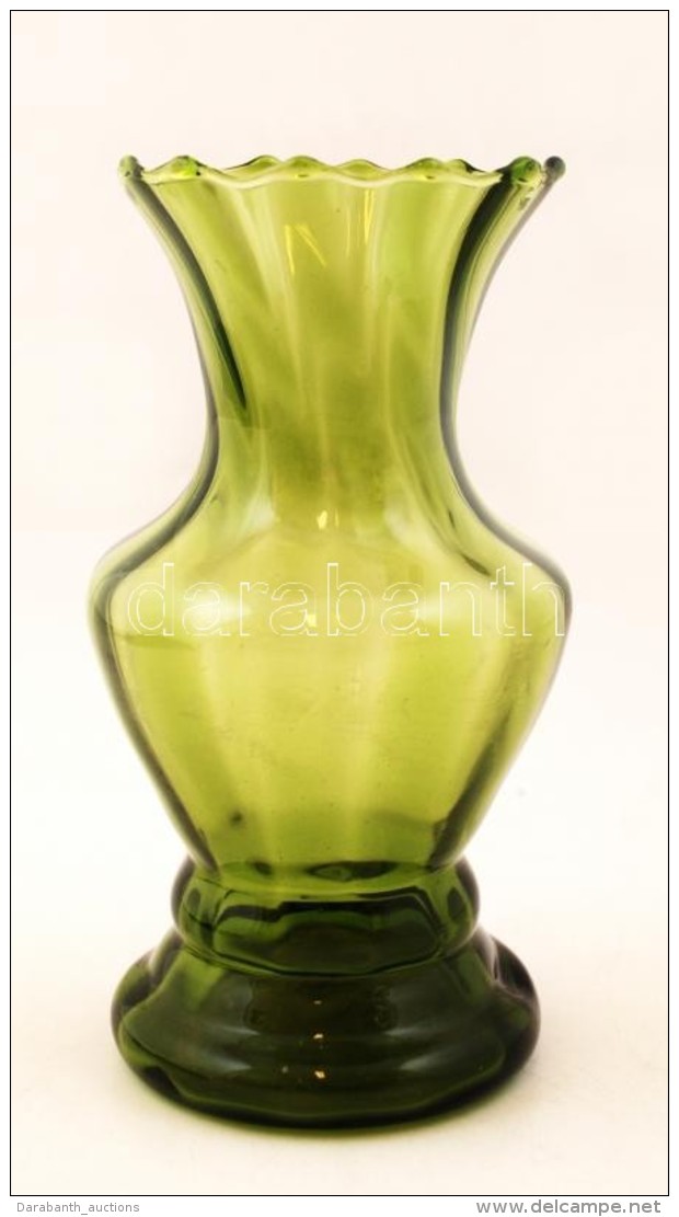Üveg Váza, Optikailag Díszített,  Fúvott, Jelzés Nélkül,... - Glass & Crystal