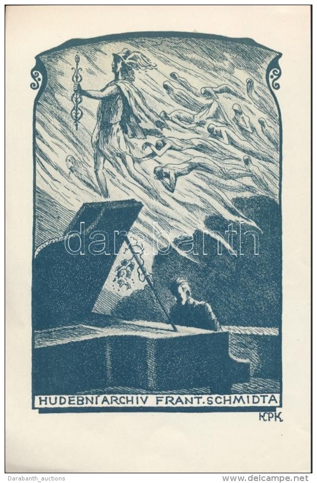 Jan KonÅ¯pek (1883-1950):  Ex Libris Frant. Schmidta, Klisé, Papír, Jelzett A Klisén,... - Sonstige & Ohne Zuordnung