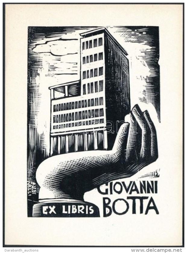 Armando Baldinelli (1908-2002): Ex Libris Giovanni Botta. Fametszet, Papír, Jelzett A Dúcon,... - Sonstige & Ohne Zuordnung