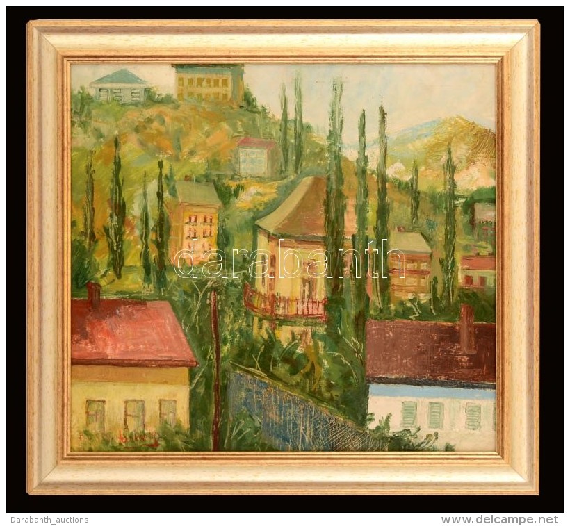 Farkas Lajos (1919-1998): Budai Házak. Olaj, Fa, Jelzett, Keretben, 40&times;44 Cm - Sonstige & Ohne Zuordnung