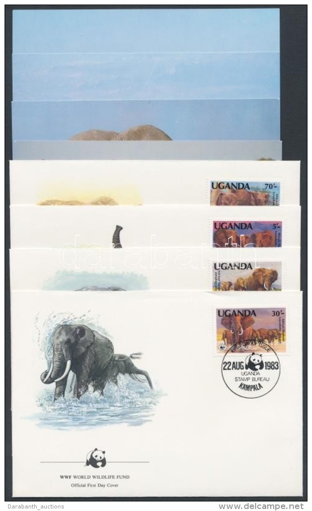 1983 WWF: Elefánt Sor Mi 361-364 C 4 FDC-n + 4 Db Képeslap - Sonstige & Ohne Zuordnung