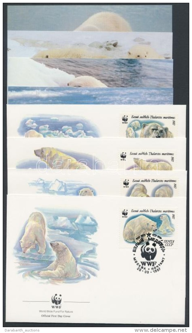 1987 WWF: Jegesmedve Sor Mi 5694-5697 4 FDC-n + 4 Db Képeslap - Sonstige & Ohne Zuordnung