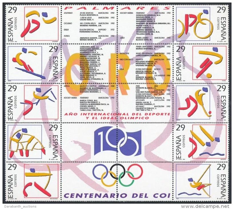 ** 1994 100 ébes A Nemzetközi Olimpiai Bizottság 20-as Tömb Mi 3182-3191 - Other & Unclassified