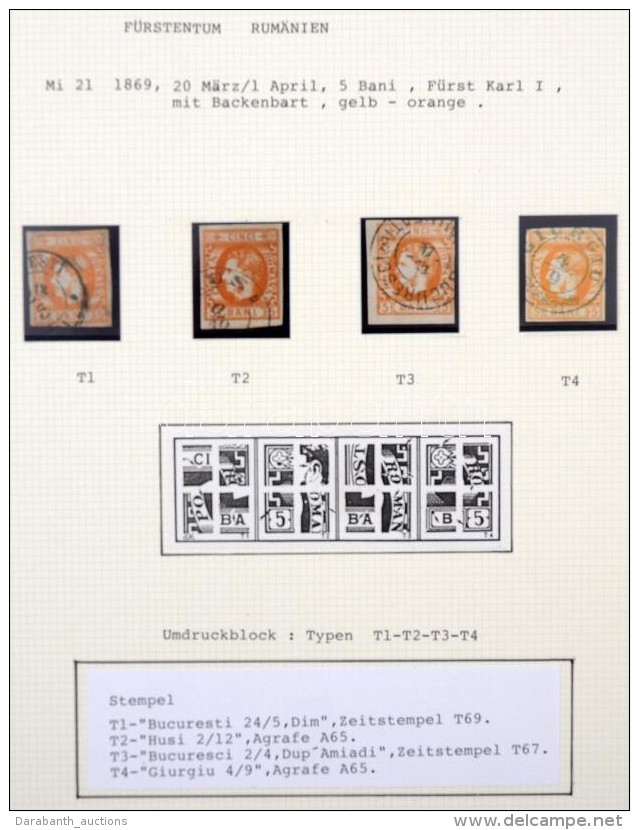 O 1869 Mi 21 Típusrekonstrukció, 4 Különféle Típusú Bélyeg - Sonstige & Ohne Zuordnung