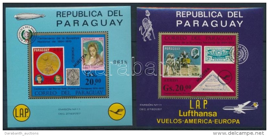 ** 1971 100 éves A Paraguayi Bélyeg Blokkpár Mi 166-167 MUESTRA - Sonstige & Ohne Zuordnung