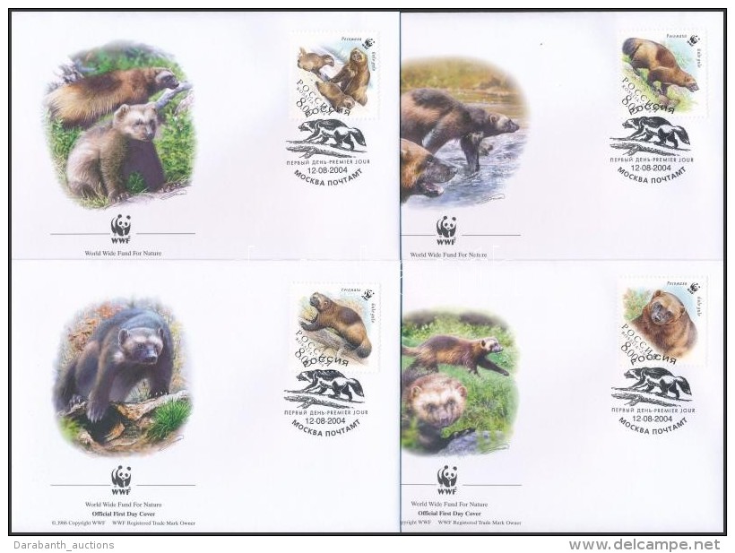 ** 2004 WWF: Rozsomák Négyestömb + Sor 4 FDC-n Mi 1198-1201 - Sonstige & Ohne Zuordnung